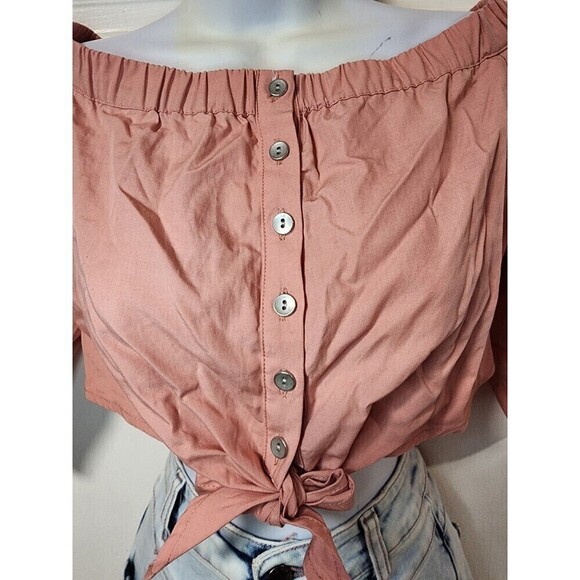 New BDG peach crop top tie buttons - Picture 8 of 12